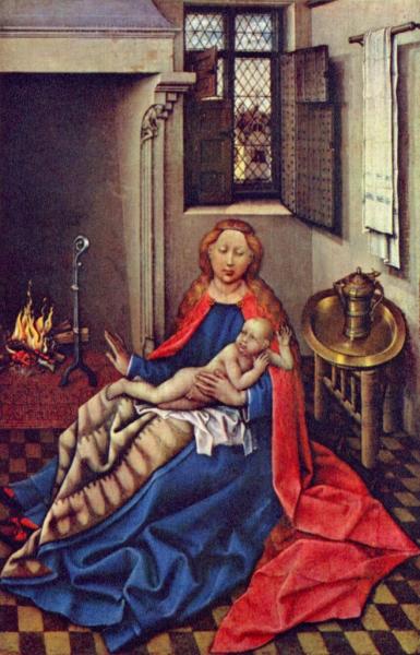 Maître de Flémalle, Vierge à l'Enfant, 1433-35, huile sur bois, 34,3 x 24,5 cm, Saint-Pétersbourg, Musée de l'Ermitage